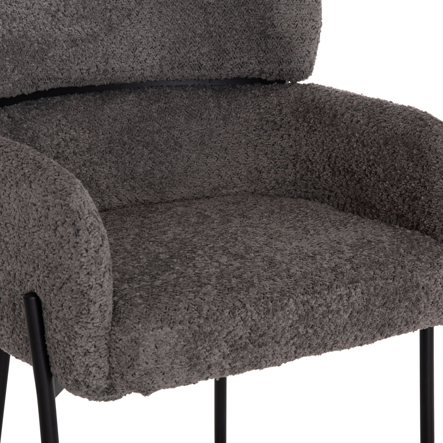BAR STOOL MEDIUM HEIGHT WOLF HM8584.01 GREY BOUCLE FABRIC-BLACK METAL LEGS 56x57x98Hcm.
