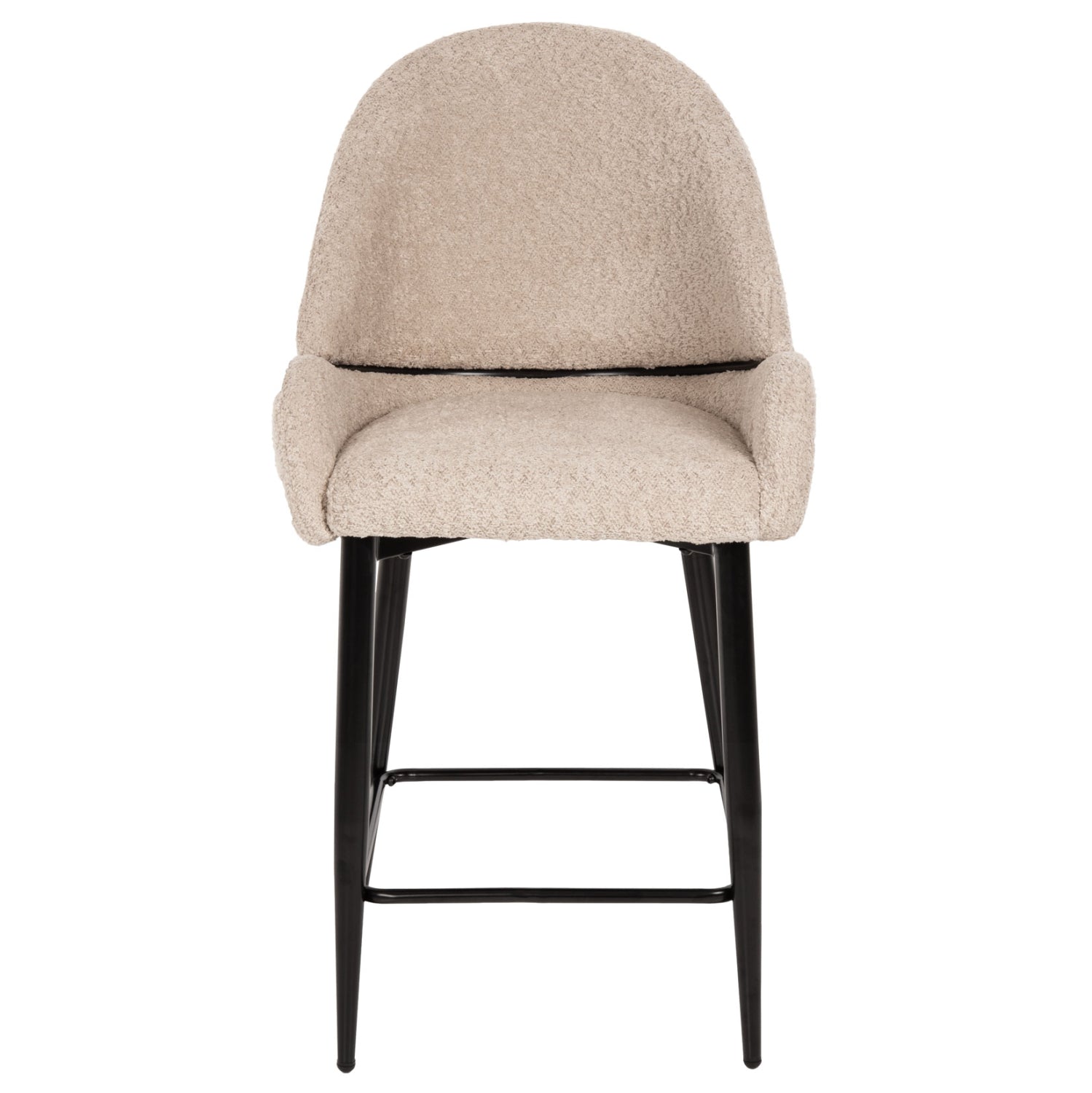 BAR STOOL MEDIUM HEIGHT HM8586.02 ECRU BOUCLE FABRIC-BLACK METAL LEGS 55x62x105H cm.