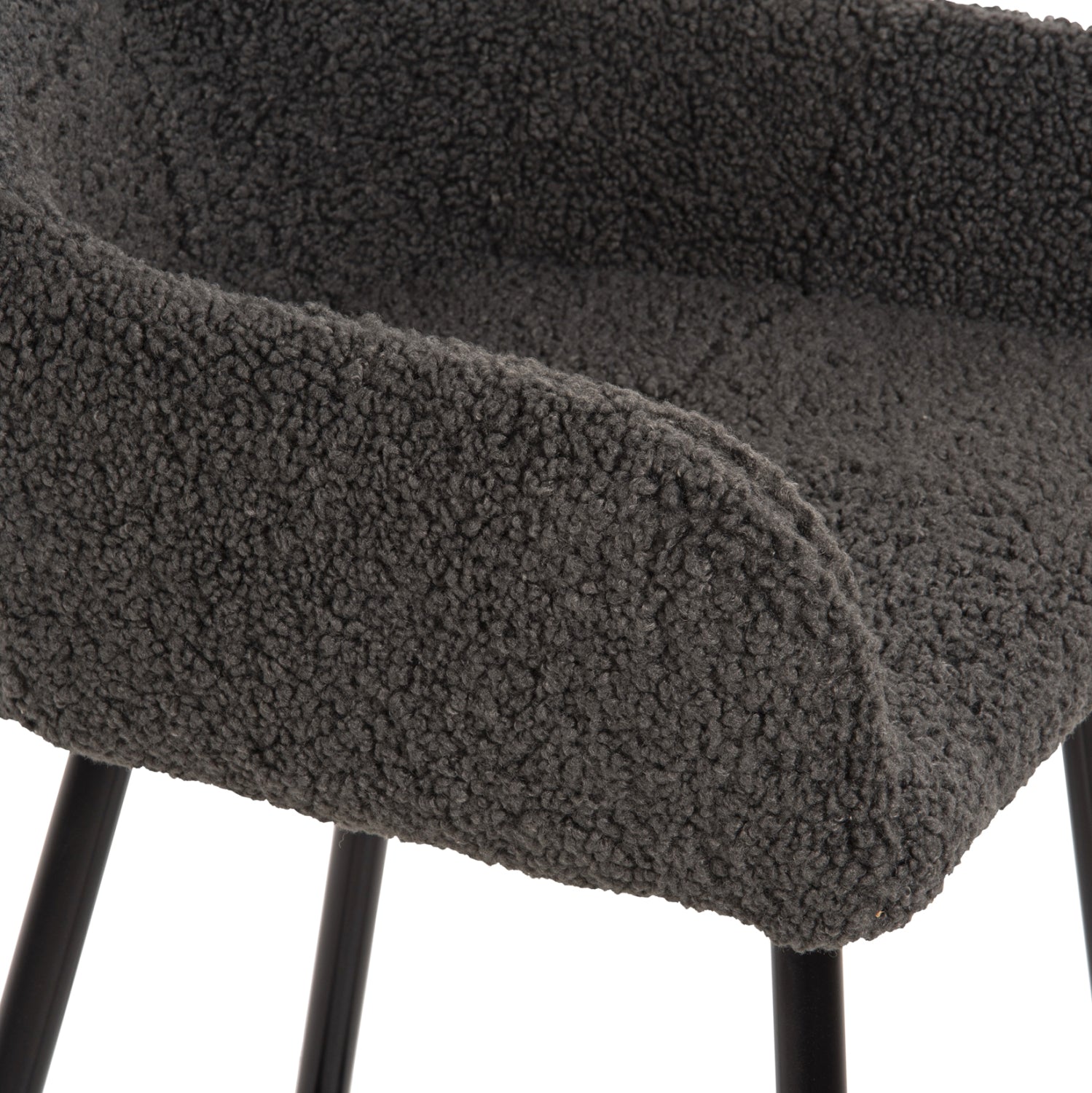 BAR STOOL MEDIUM HEIGHT STRIKE HM8592.01 GREY TEDDY FABRIC-BLACK METAL LEGS 50x50x94,5Hcm.