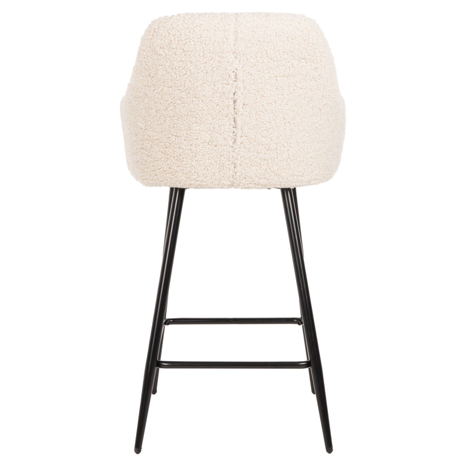 BAR STOOL MEDIUM HEIGHT STRIKE HM8592.02 WHITE TEDDY FABRIC-BLACK METAL LEGS 50x50x94,5Hcm.