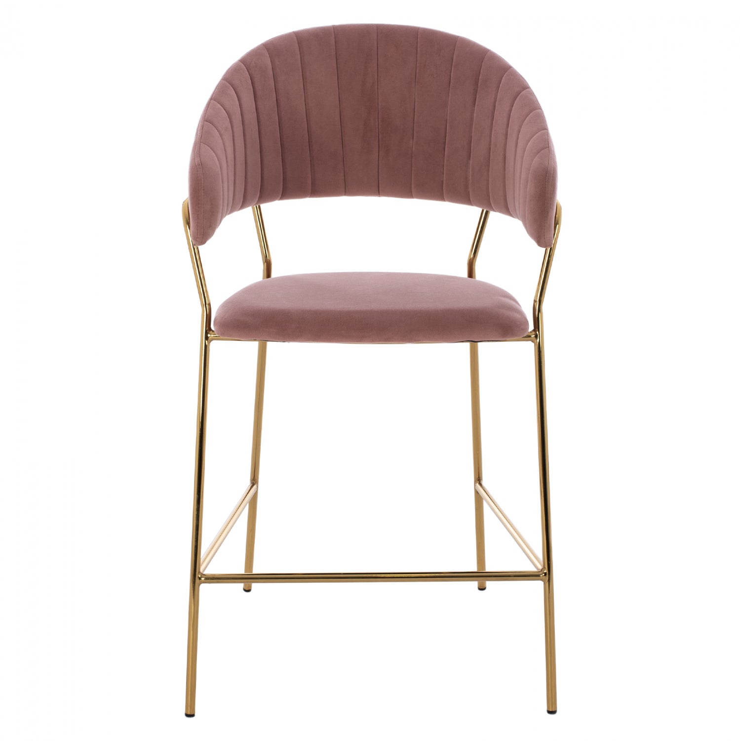 MEDIUM HEIGHT STOOL HM8734.02 VELVET DUSTY PINK GOLDEN FRAME 60x55x100Y cm.