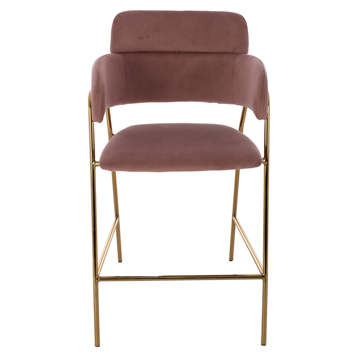 MEDIUM HEIGHT STOOL HM8735.02 VELVET DUSTY PINK GOLDEN FRAME 54x58x95Y cm.