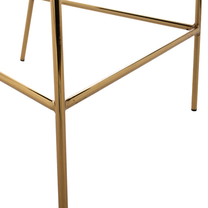 MEDIUM HEIGHT STOOL HM8735.04 VELVET BLACK GOLD PLATED FRAME 54x58x95Y cm.