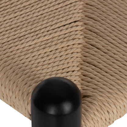 BAR STOOL BRAVE HM9405.02 WITH WISHBONE BACK BEECH WOOD BLACK--WHITE ROPE 48x53x100Hcm.