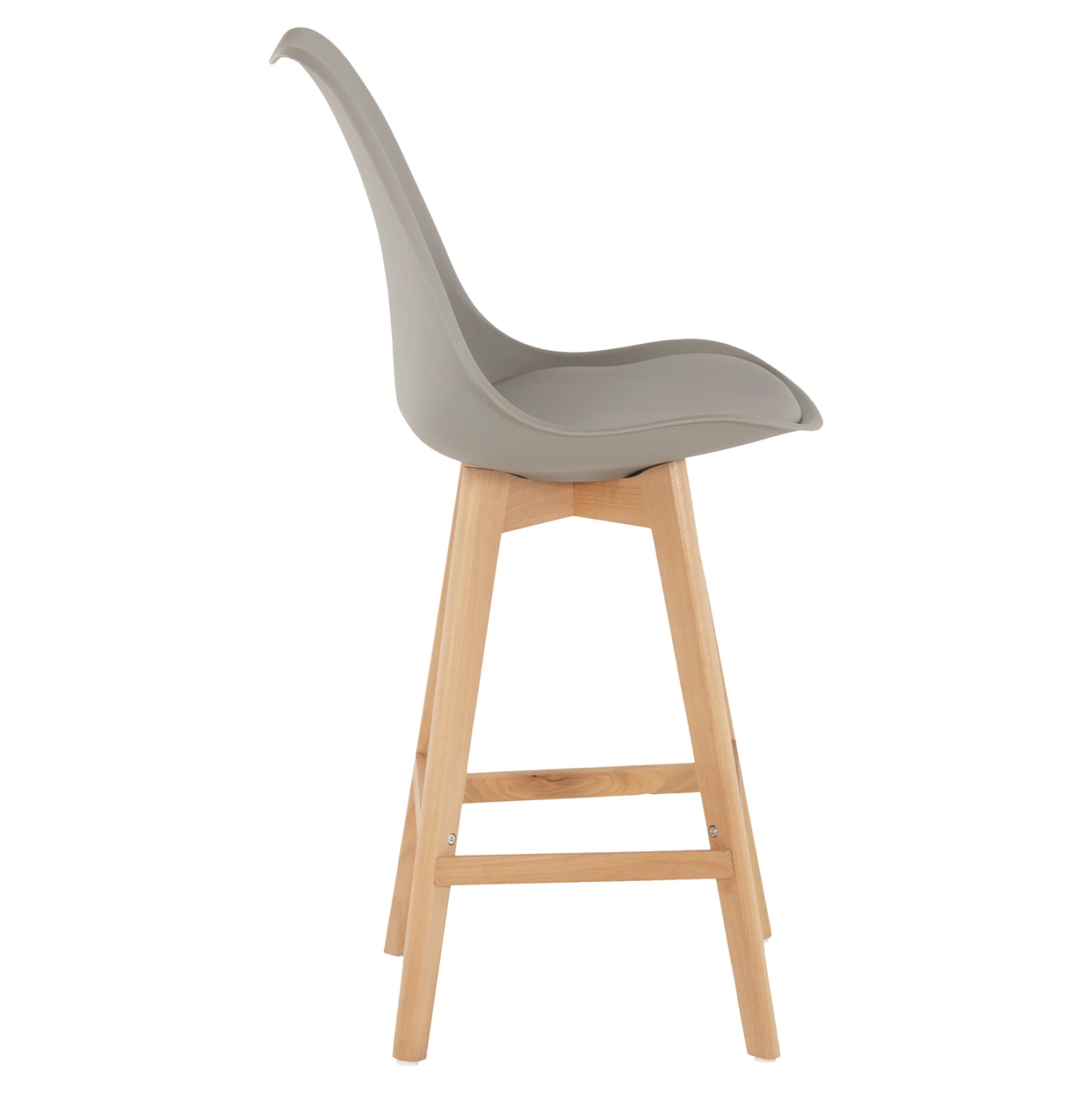 BAR STOOL VEGAS HM8000.40 MEDIUM HEIGHT GREY POLYPROPYLENE NATURAL BEECH WOOD 47x58x100Hcm.