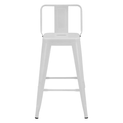 Bar Stool Middle Height Melita with back white matte HM8574.31 42x42x89,5cm