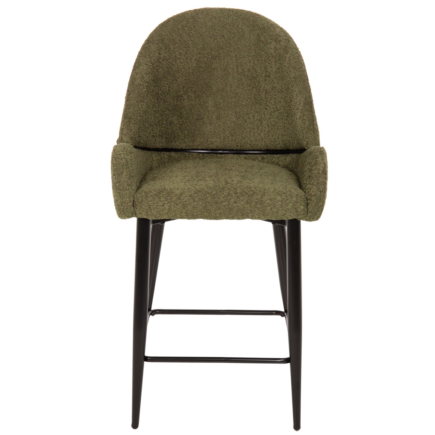 BAR STOOL MEDIUM HEIGHT ΗΜ8586.03 GREΕΝ BOUCLE FABRIC-BLACK METAL LEGS 55x62x105H cm