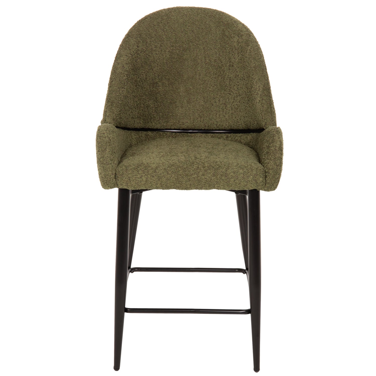 BAR STOOL MEDIUM HEIGHT ΗΜ8586.03 GREΕΝ BOUCLE FABRIC-BLACK METAL LEGS 55x62x105H cm