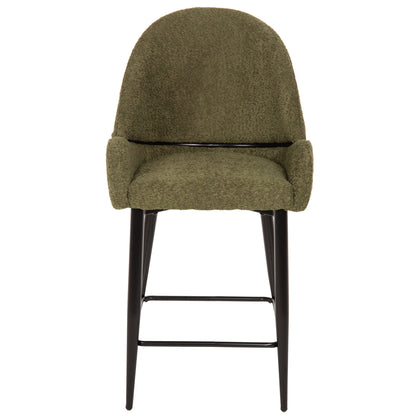 BAR STOOL MEDIUM HEIGHT ΗΜ8586.03 GREΕΝ BOUCLE FABRIC-BLACK METAL LEGS 55x62x105H cm