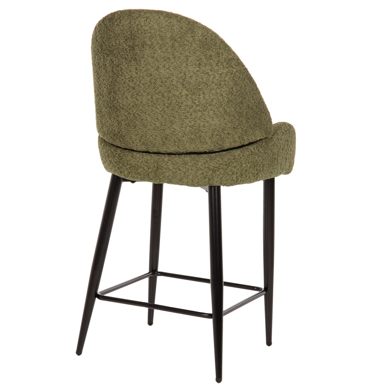 BAR STOOL MEDIUM HEIGHT ΗΜ8586.03 GREΕΝ BOUCLE FABRIC-BLACK METAL LEGS 55x62x105H cm