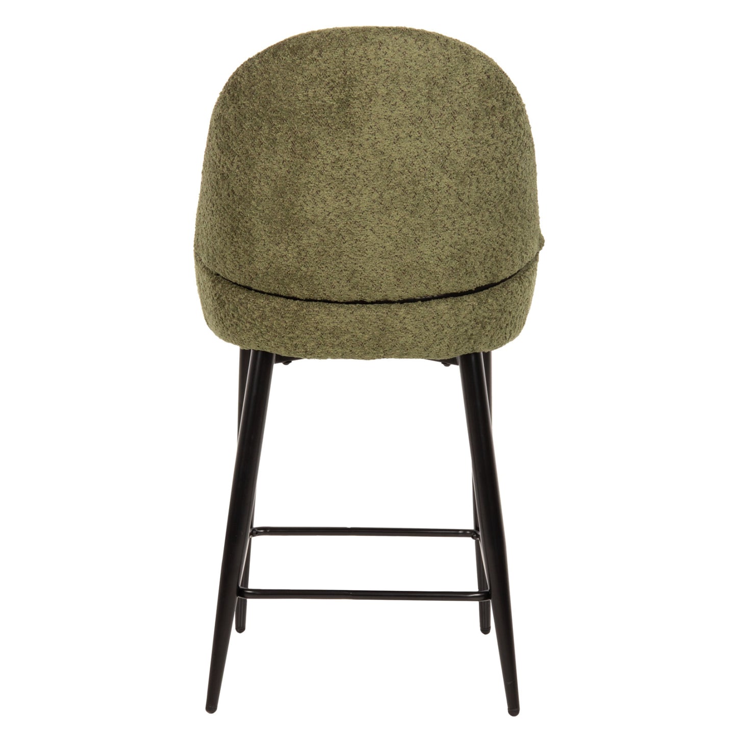 BAR STOOL MEDIUM HEIGHT ΗΜ8586.03 GREΕΝ BOUCLE FABRIC-BLACK METAL LEGS 55x62x105H cm