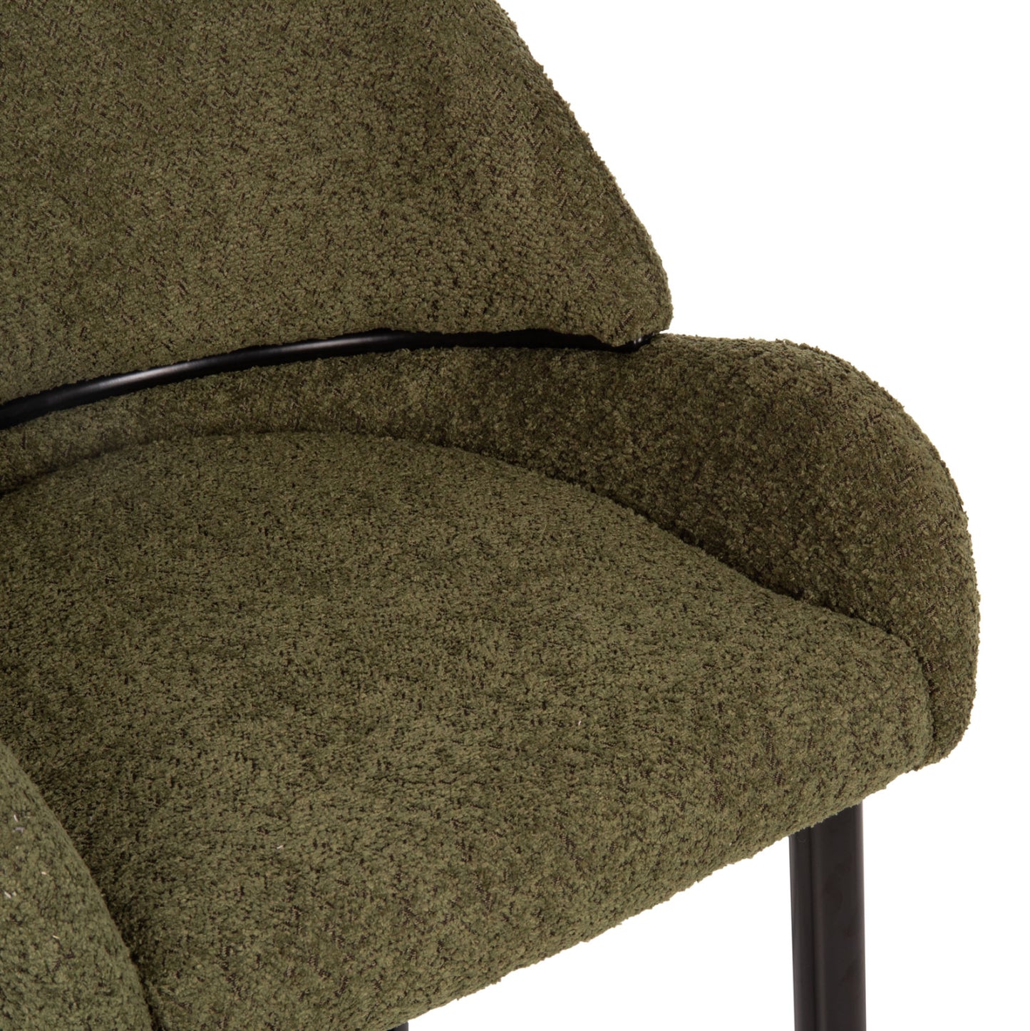 BAR STOOL MEDIUM HEIGHT ΗΜ8586.03 GREΕΝ BOUCLE FABRIC-BLACK METAL LEGS 55x62x105H cm