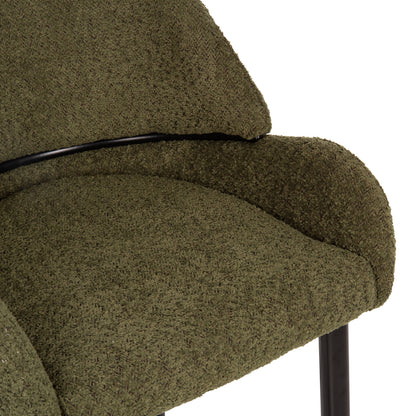 BAR STOOL MEDIUM HEIGHT ΗΜ8586.03 GREΕΝ BOUCLE FABRIC-BLACK METAL LEGS 55x62x105H cm