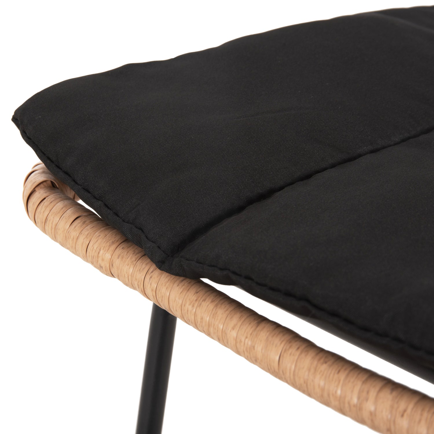 BAR STOOL MED.HEIGHT ALLEGRA HM5644.11 METAL&CUSHION BLACK-WICKER BEIGE 53x56x107Hcm.