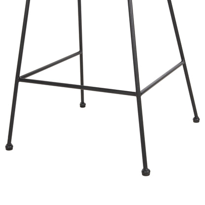 BAR STOOL MED.HEIGHT ALLEGRA HM5644.11 METAL&CUSHION BLACK-WICKER BEIGE 53x56x107Hcm.