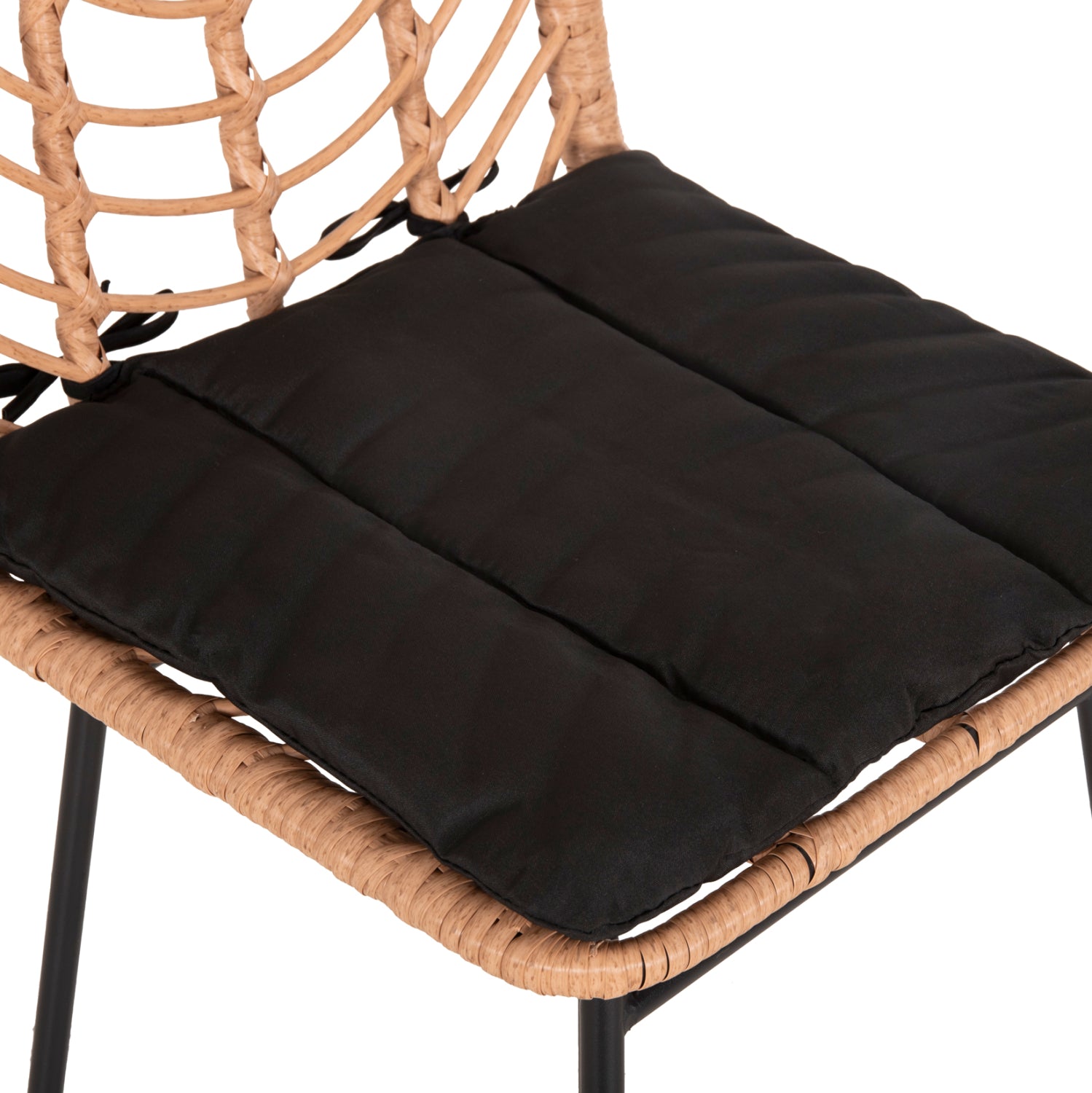 BAR STOOL MED.HEIGHT GERALD HM5707.11 METAL&CUSHION IN BLACK-WICKER IN BEIGE 47x47x101Hcm.