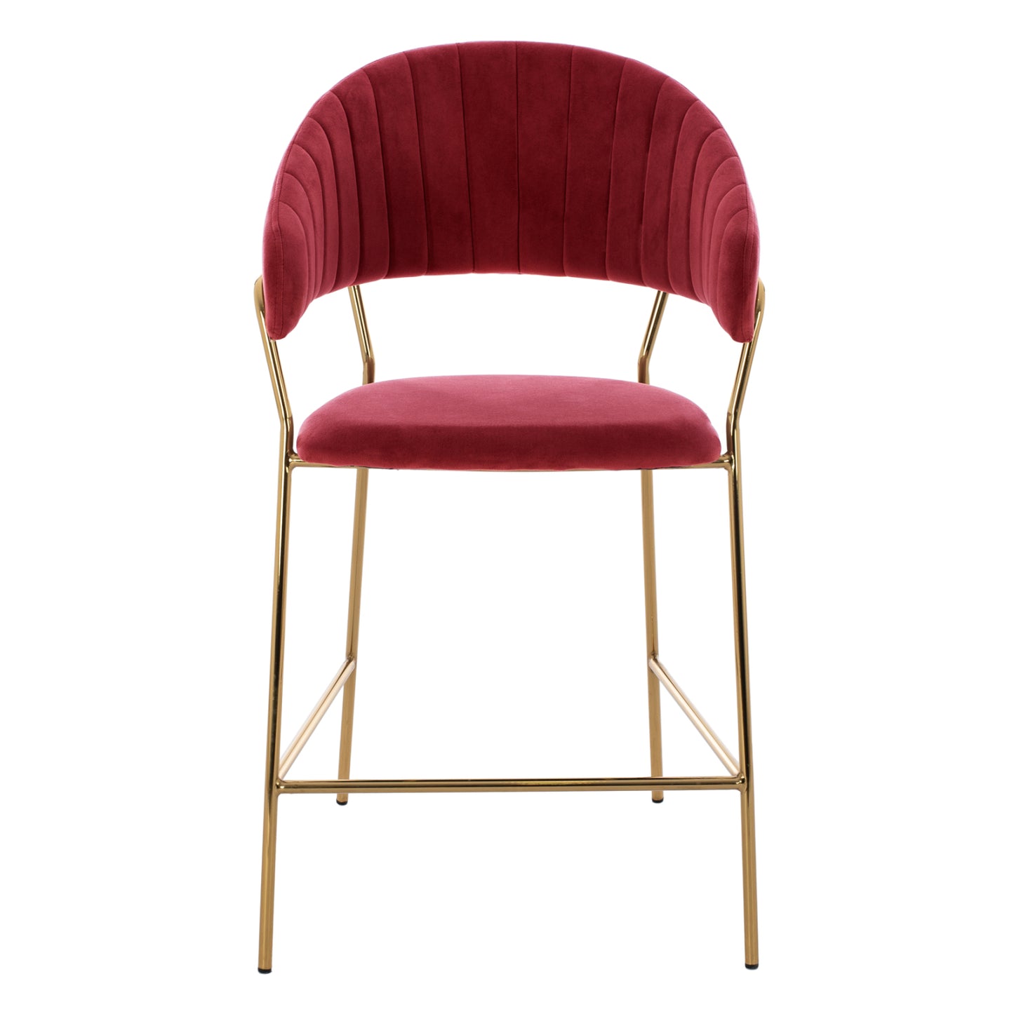 BAR STOOL MED.HEIGHT THEODORE HM8734.06 BURGUNDY RED VELVET--GOLDEN METAL FRAME 60x55x100Hcm.