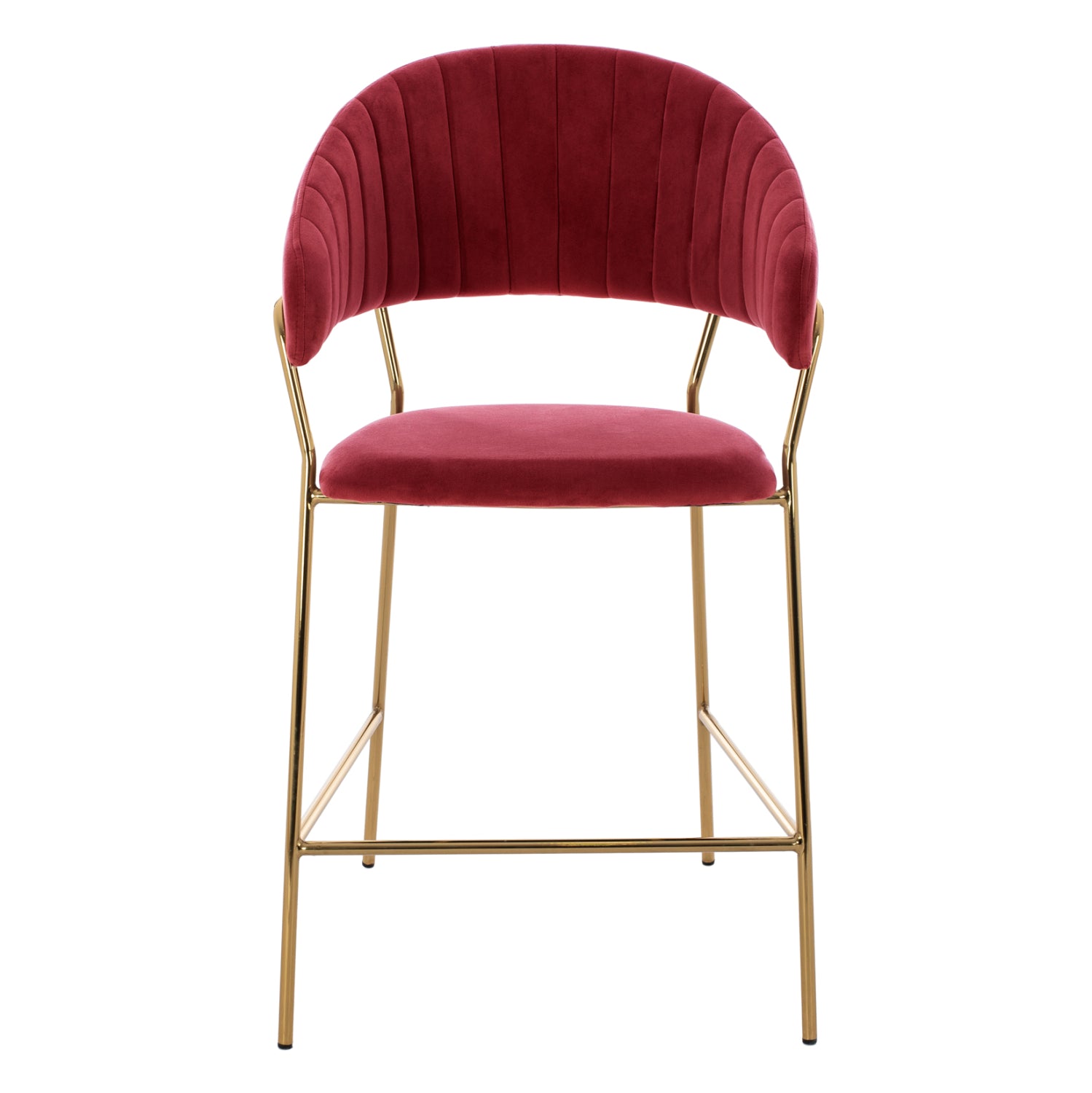 BAR STOOL MED.HEIGHT THEODORE HM8734.06 BURGUNDY RED VELVET--GOLDEN METAL FRAME 60x55x100Hcm.