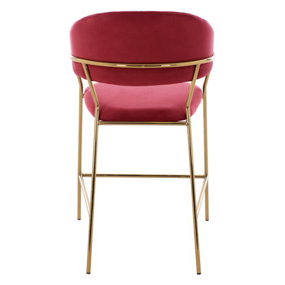 BAR STOOL MED.HEIGHT THEODORE HM8734.06 BURGUNDY RED VELVET--GOLDEN METAL FRAME 60x55x100Hcm.
