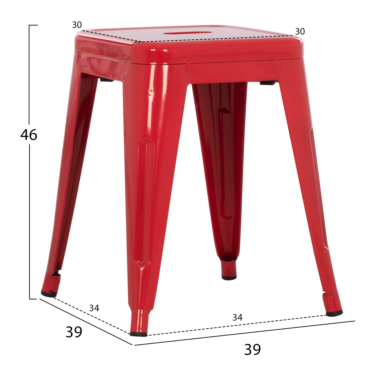 STOOL MELITA HM0096.44 METAL IN RED COLOR 37x37x45Hcm.
