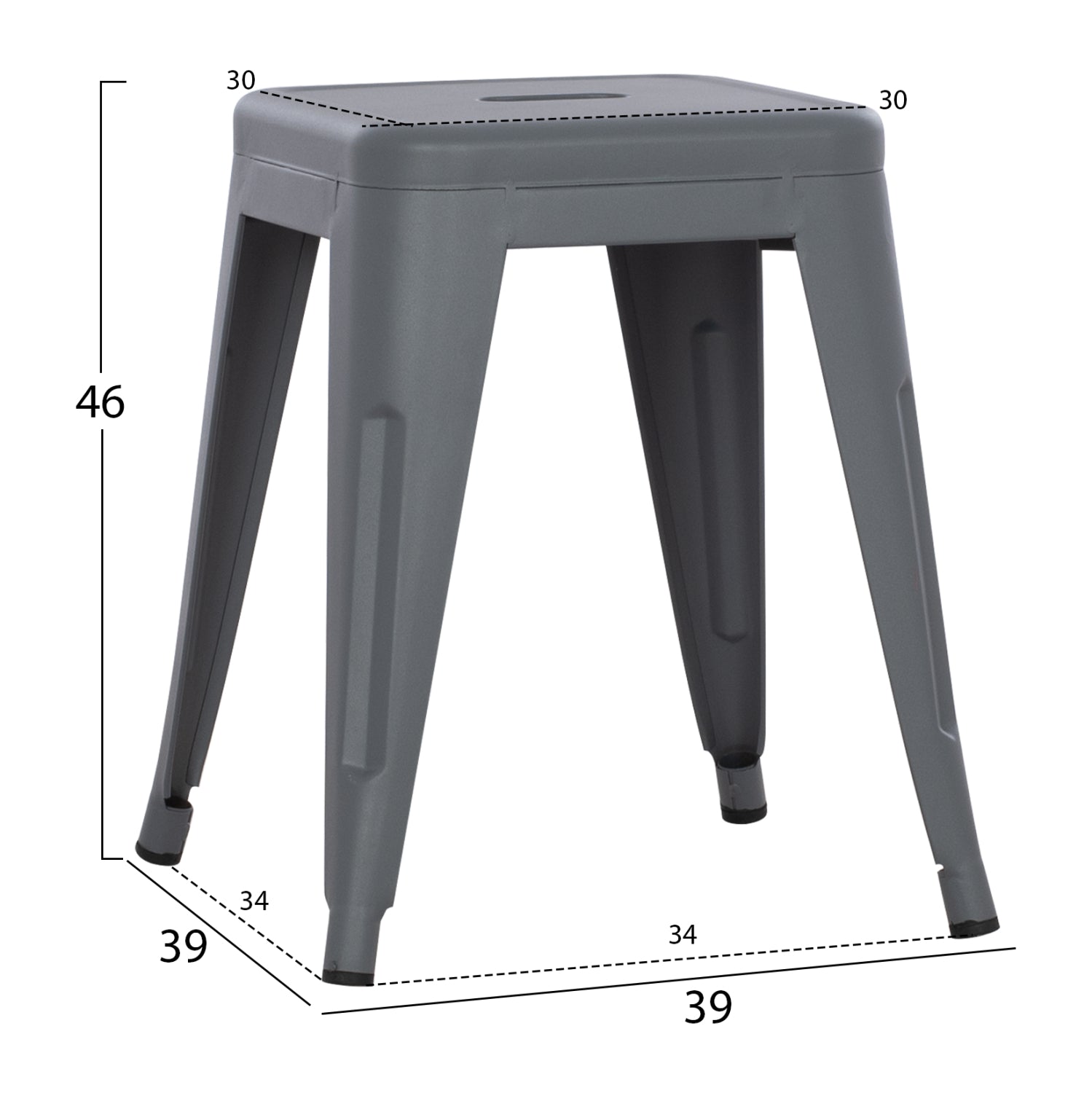 STOOL MELITA HM0096.50 METAL IN MATTE GREY COLOR 37x37x45Hcm.