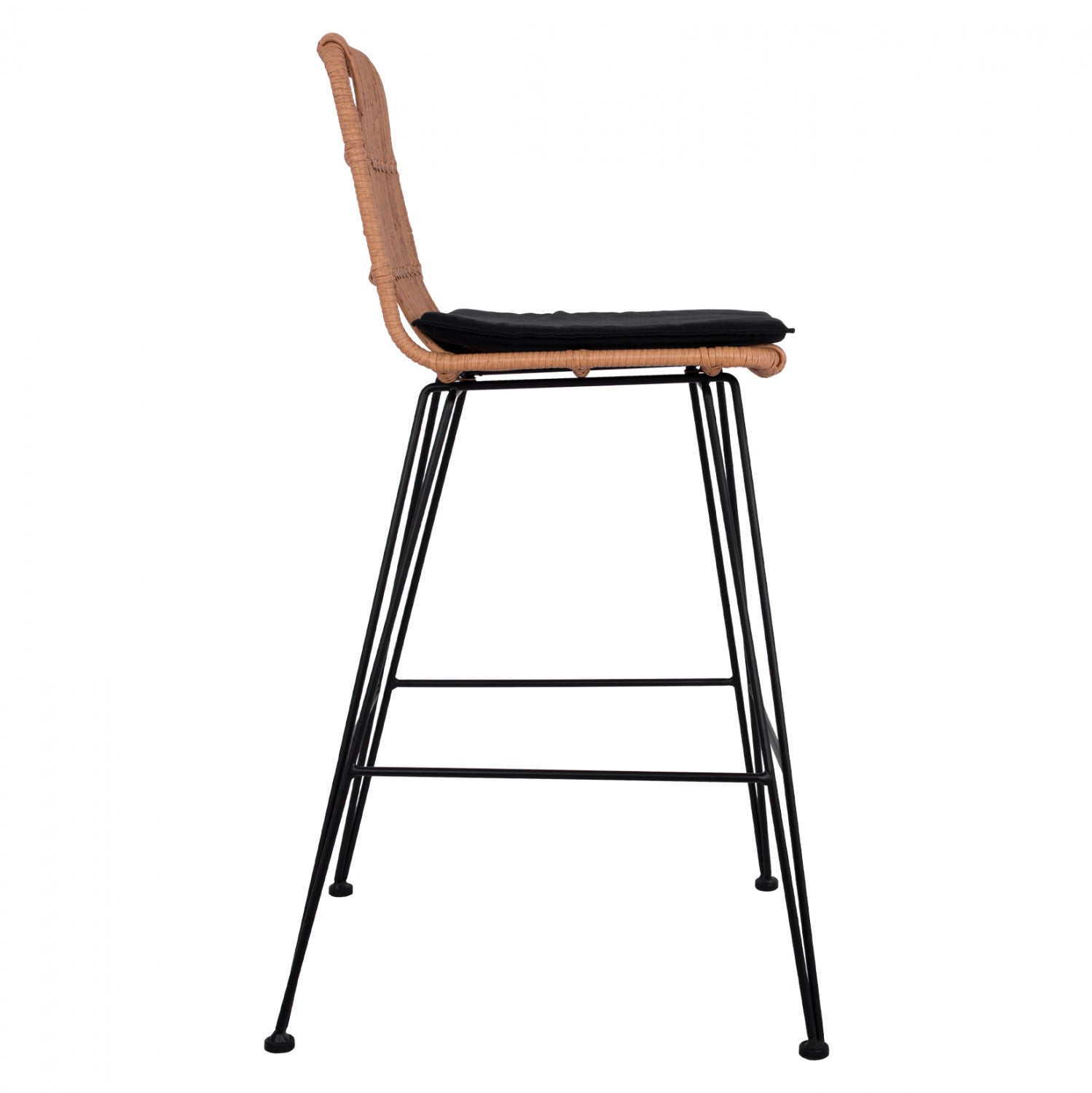 Metallic Stool with pillow Allegra HM5452 with wicker in beige color 56x60x109cm