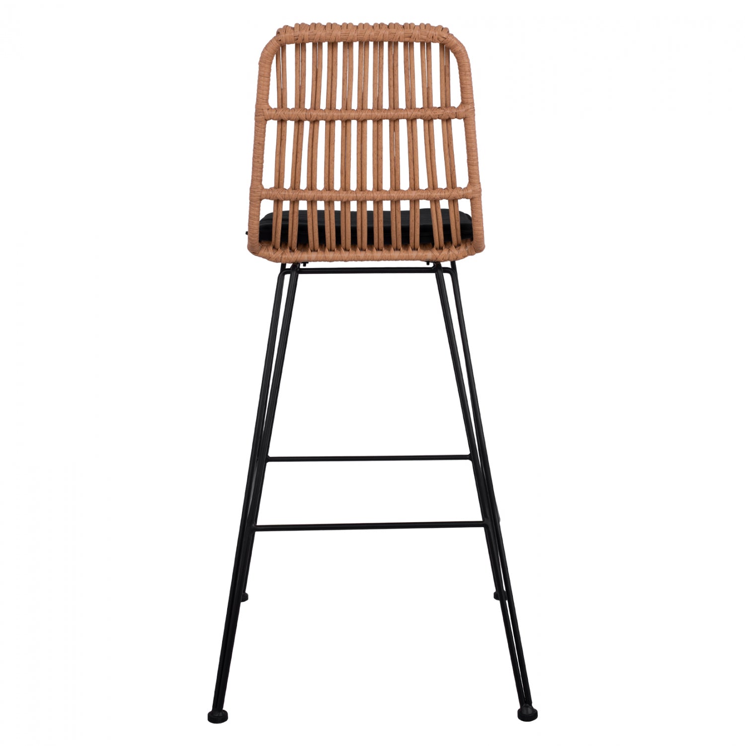 Metallic Stool with pillow Allegra HM5452 with wicker in beige color 56x60x109cm