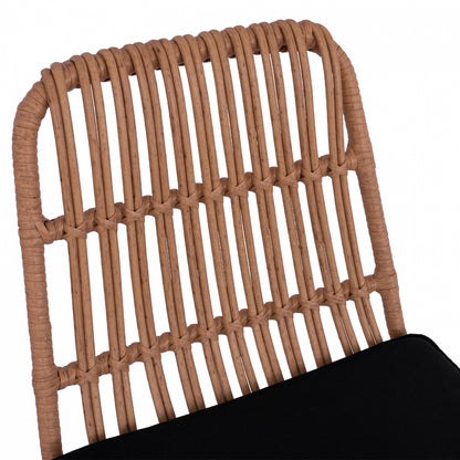 Metallic Stool with pillow Allegra HM5452 with wicker in beige color 56x60x109cm