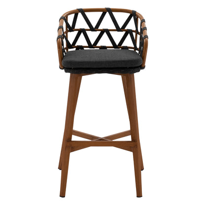 BAR STOOL RICKO HM5781.11 BROWN ALUMINUM FRAME--DARK GREY STRAP ROPE 56x59x102Hcm.