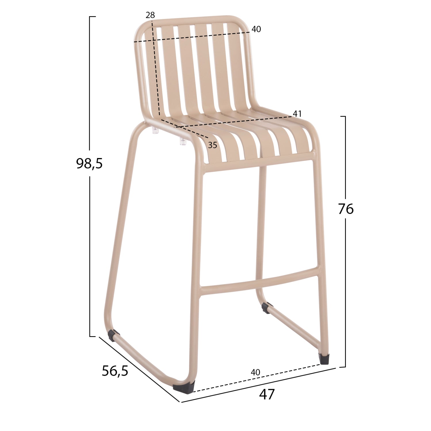 BAR STOOL ALUMINUM RACHEL HM6341.04 CHAMPAGNE COLOR 59.5x55x101Hcm.