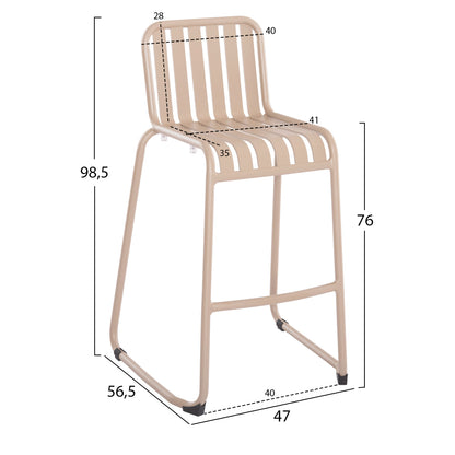 BAR STOOL ALUMINUM RACHEL HM6341.04 CHAMPAGNE COLOR 59.5x55x101Hcm.