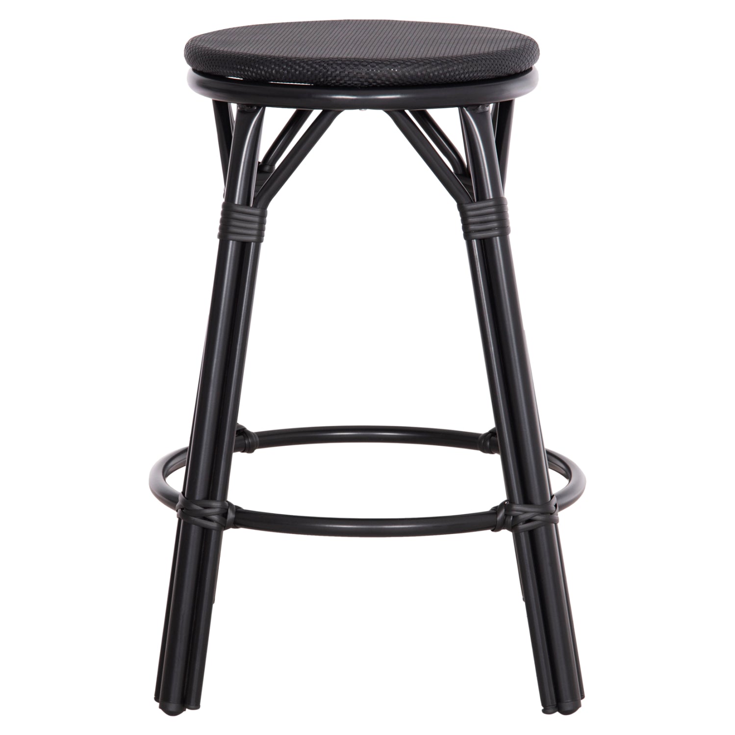 ALUMINUM MEDIUM HEIGHT BAR STOOL CHINO HM6286.02 BAMBOO LOOK & TEXTILENE IN BLACK 43x43x65Hcm.