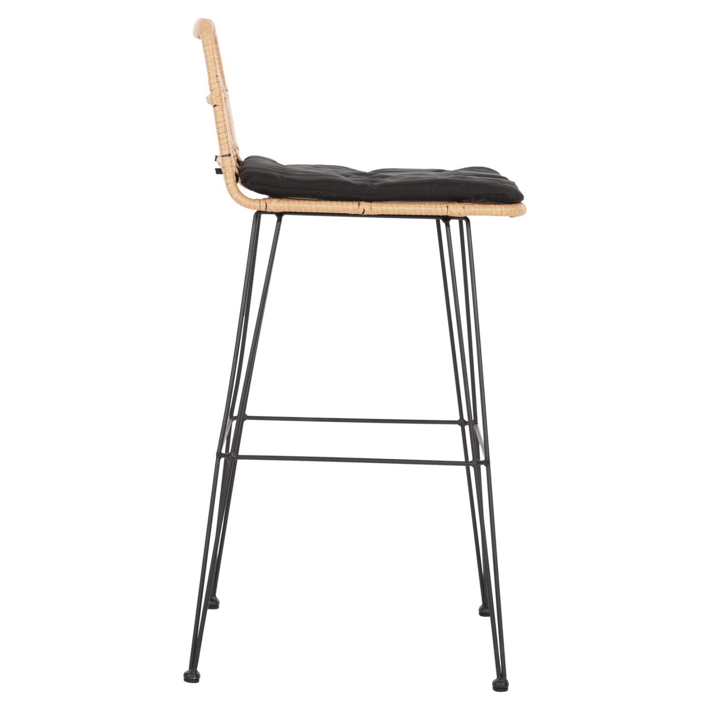 BAR STOOL OUTDOOR ALLEGRA HM5452.11 METAL&CUSHION IN BLACK-BEIGE WICKER 52x51x103H cm.