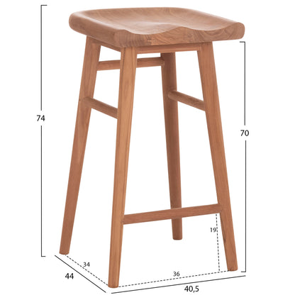 BAR STOOL BOLMAR HM18108 TEAK WOOD IN NATURAL COLOR 40.5x44x74Hcm.