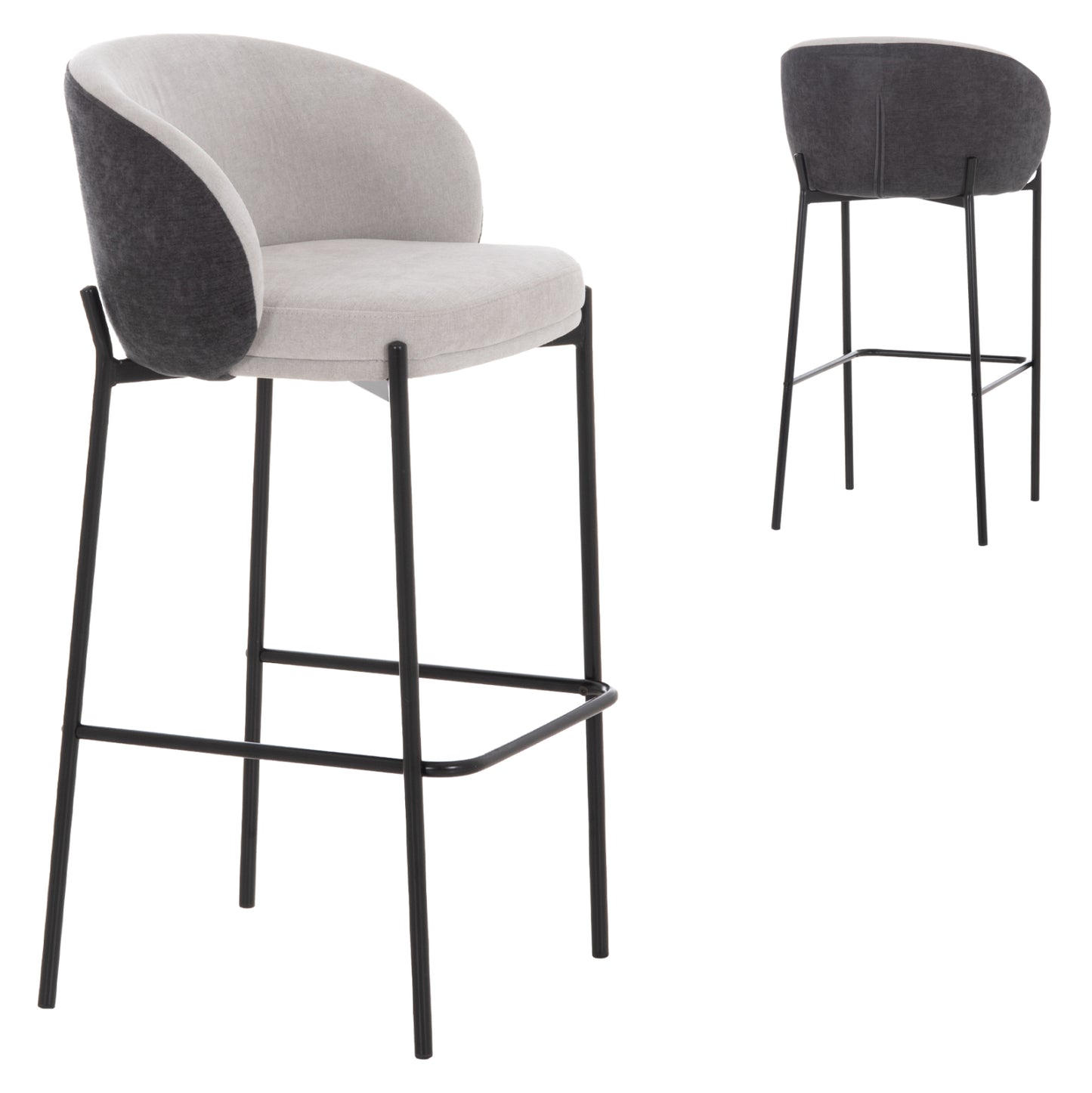 BAR STOOL DETTON HM18430.01 GREY FABRIC--BLACK METAL FRAME 55x50x97Hcm.