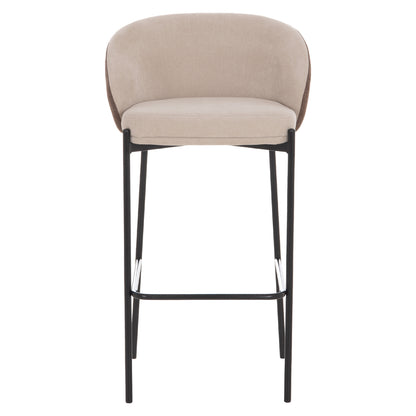 BAR STOOL DETTON HM18430.02 BEIGE/BROWN FABRIC--BLACK METAL FRAME 55x50x97Hcm.