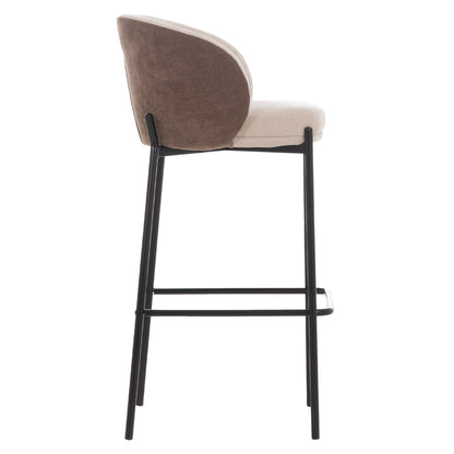 BAR STOOL DETTON HM18430.02 BEIGE/BROWN FABRIC--BLACK METAL FRAME 55x50x97Hcm.