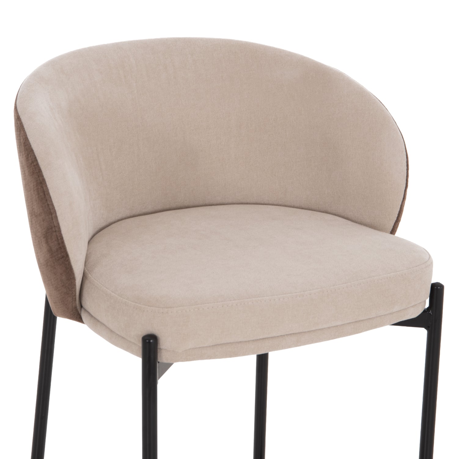 BAR STOOL DETTON HM18430.02 BEIGE/BROWN FABRIC--BLACK METAL FRAME 55x50x97Hcm.
