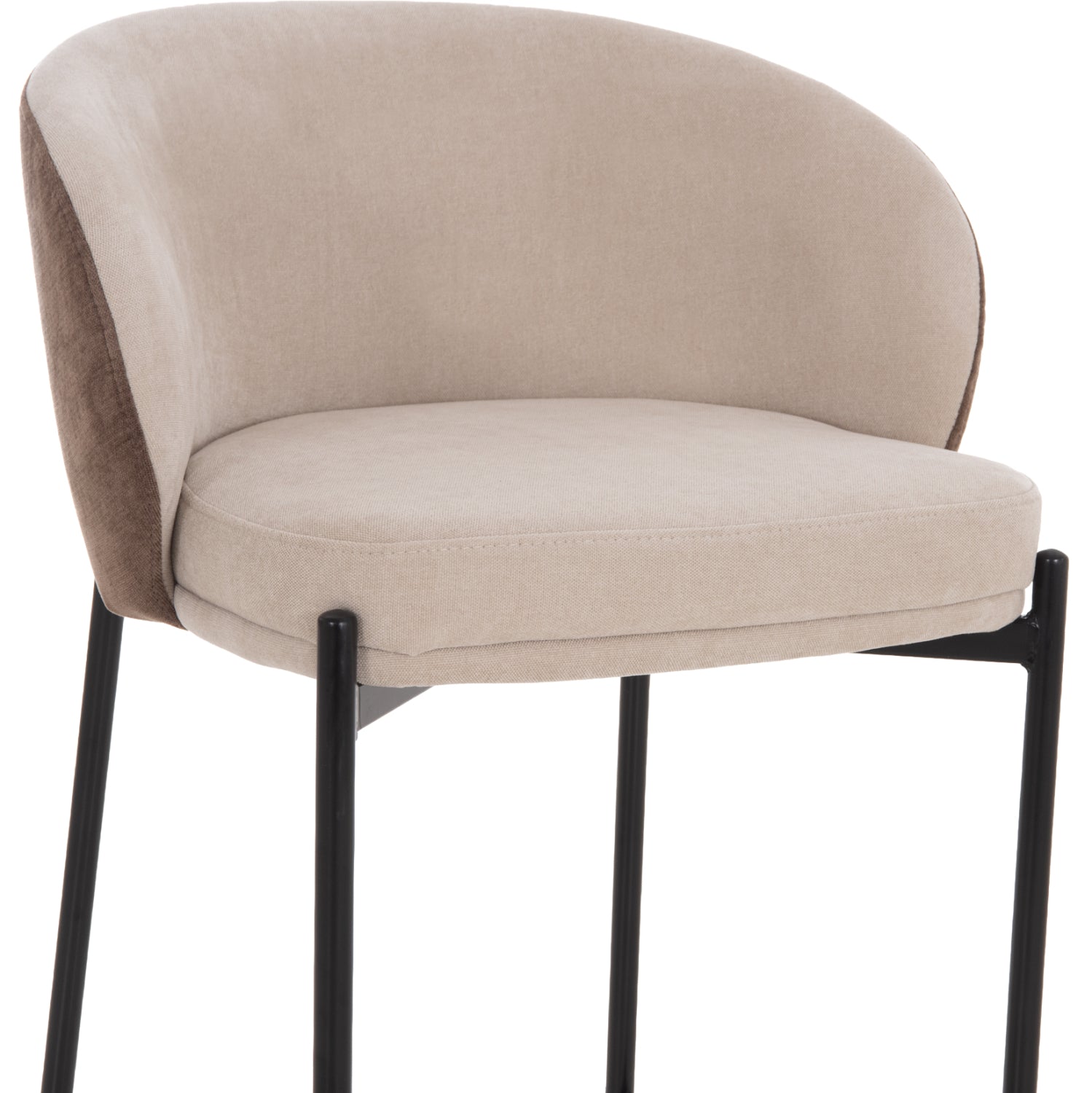 BAR STOOL DETTON HM18430.02 BEIGE/BROWN FABRIC--BLACK METAL FRAME 55x50x97Hcm.