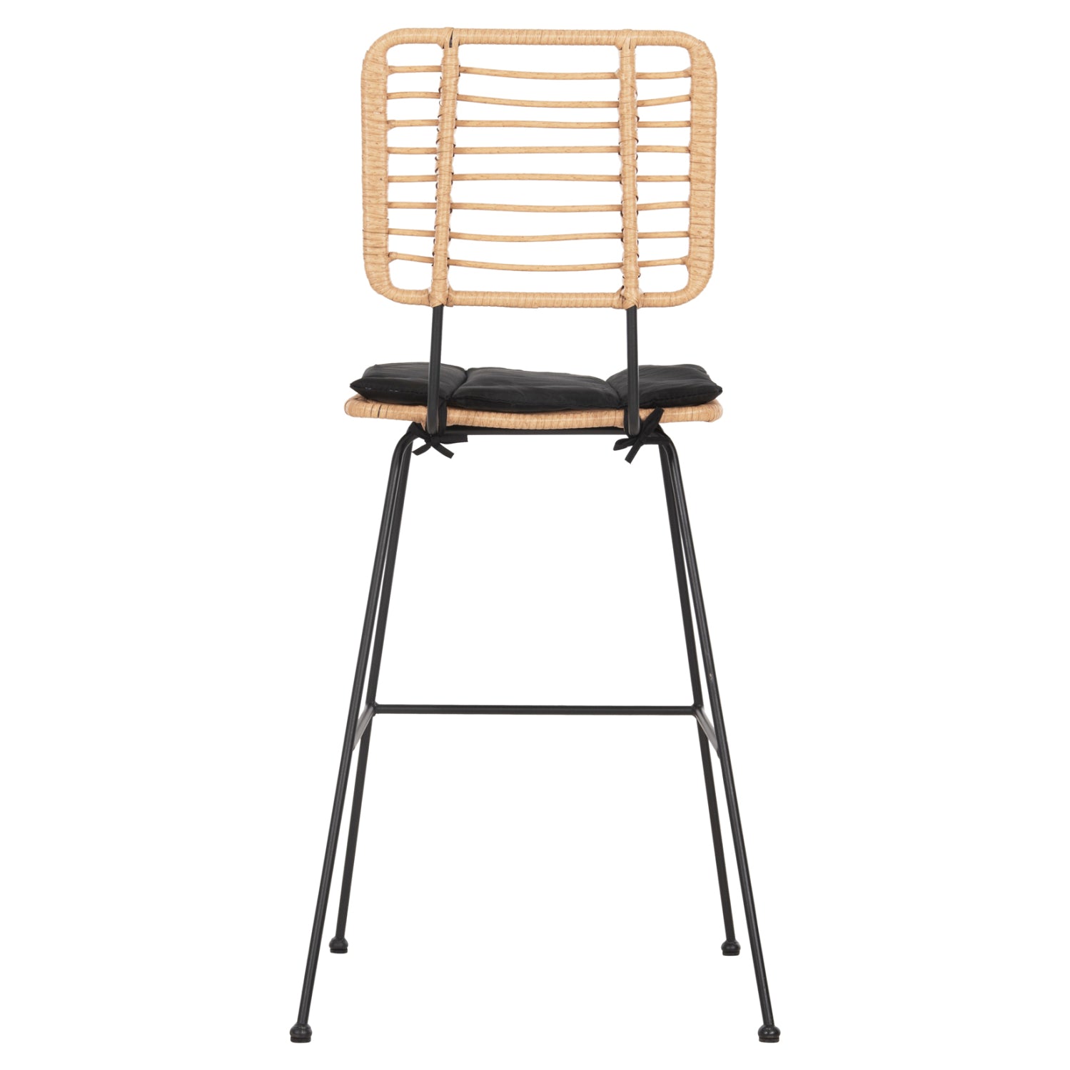 BAR STOOL ALLEGRA HM5455.11 METAL&CUSHION BLACK-WICKER BEIGE 56x59x116.5Hcm.