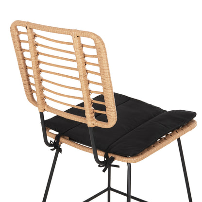 BAR STOOL ALLEGRA HM5455.11 METAL&CUSHION BLACK-WICKER BEIGE 56x59x116.5Hcm.