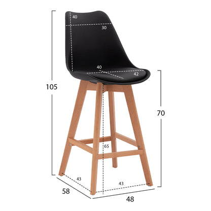 Bar Stool Vegas HM8000.12 Black 48x58x105 cm