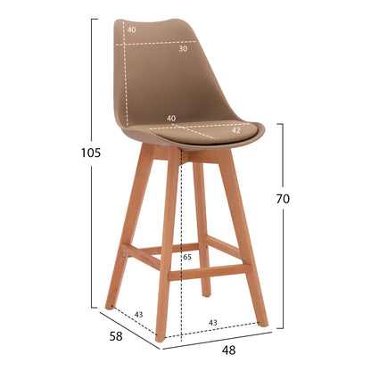 Bar Stool Vegas HM8000.45 Cappuccino color 48x58x105 cm
