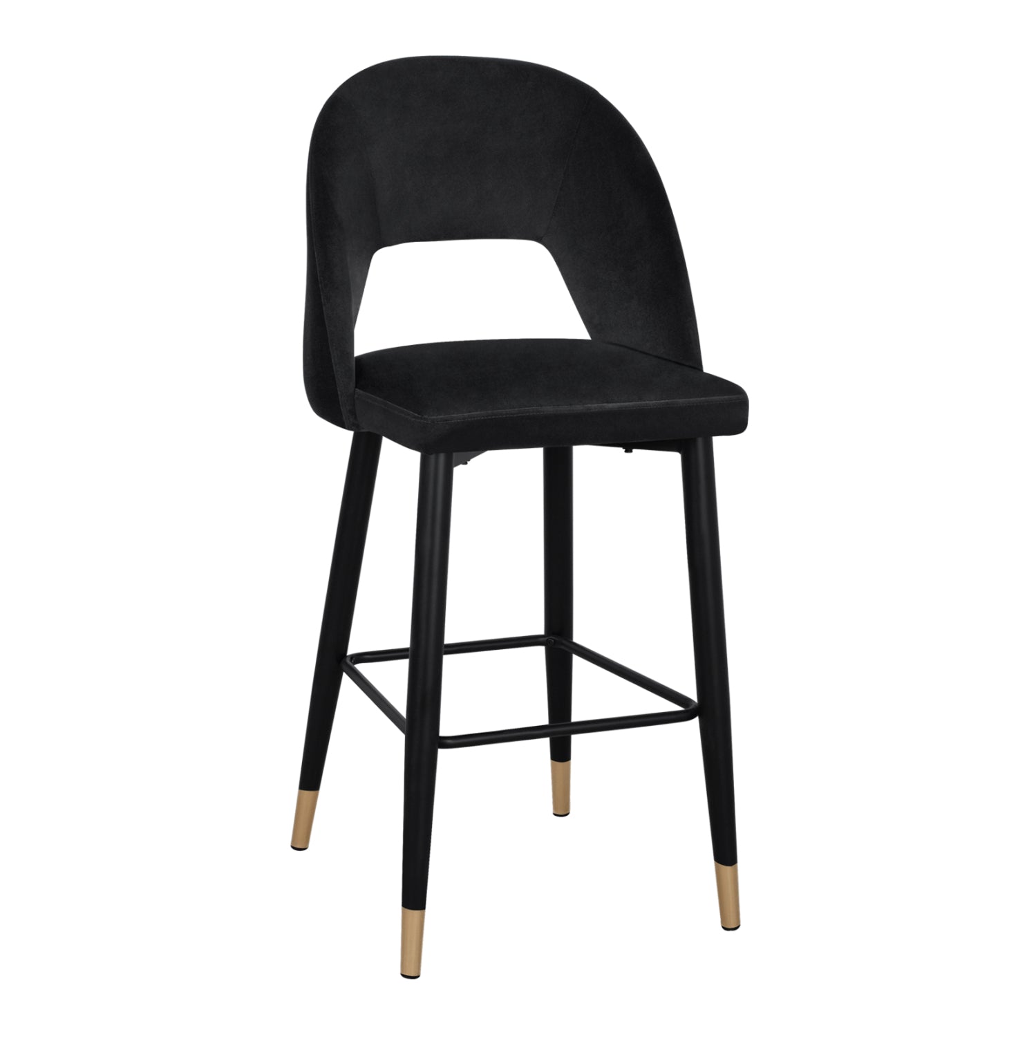 Bar Stool Harper HM8526.04 Velvet Black with metallic frame 50Χ51Χ111cm