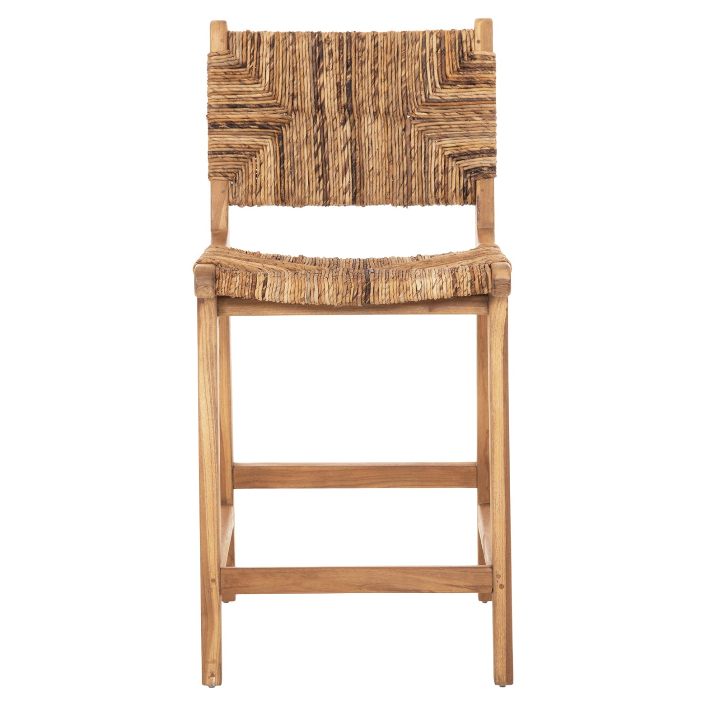 BAR STOOL WALTER HM9842 TEAK WOOD IN NATURAL-RUSH MATT 46x55x96Hcm.