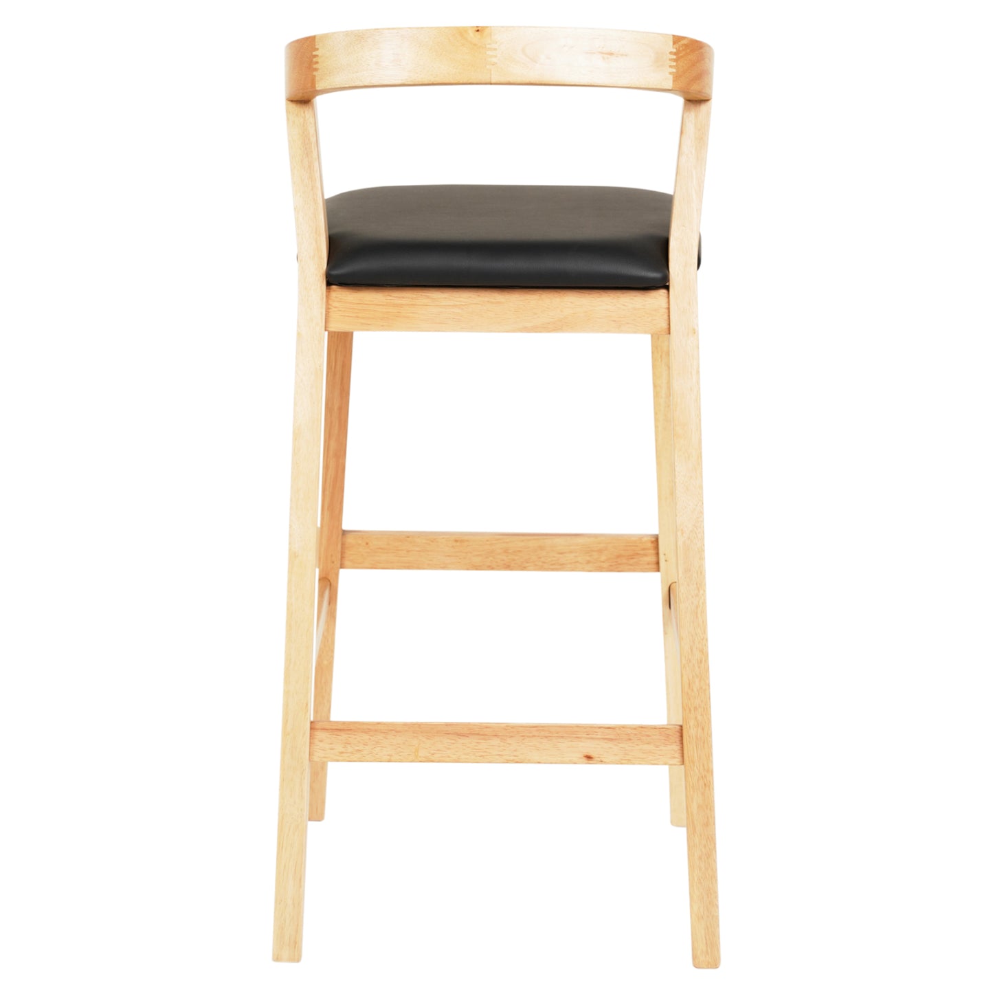 BAR STOOL NAMI HM9952.01 RUBBERWOOD IN OAK-BLACK PU 47,5x59x102,5Hcm.