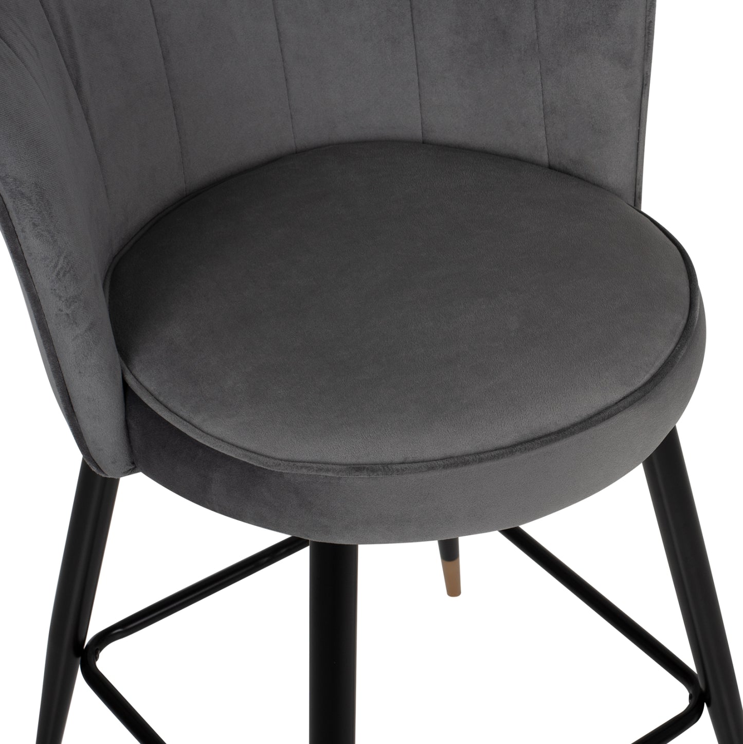 BAR STOOL VESNA HM8736.01 GREY VELVET METAL FRAME IN BLACK 50x50x90Hcm.