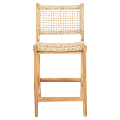 BAR STOOL WITH BACKREST NESHA HM9381.11 TEAK WOOD & VIRO ROPE 46x48.5x96Η cm.
