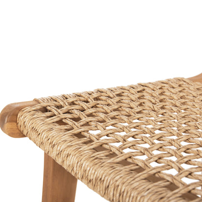 BAR STOOL WITH BACKREST NESHA HM9381.11 TEAK WOOD & VIRO ROPE 46x48.5x96Η cm.
