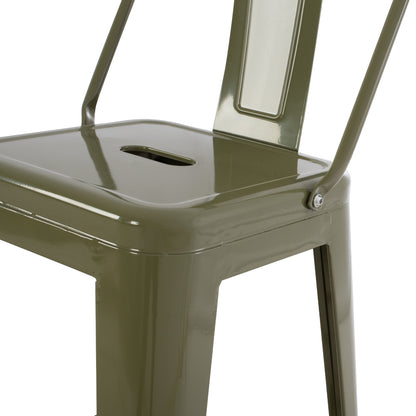 BAR STOOL MEDIUM HEIGHT MELITA-PRO HM8574.43 METAL IN DARK OLIVE GREEN 43x43x88Hcm.